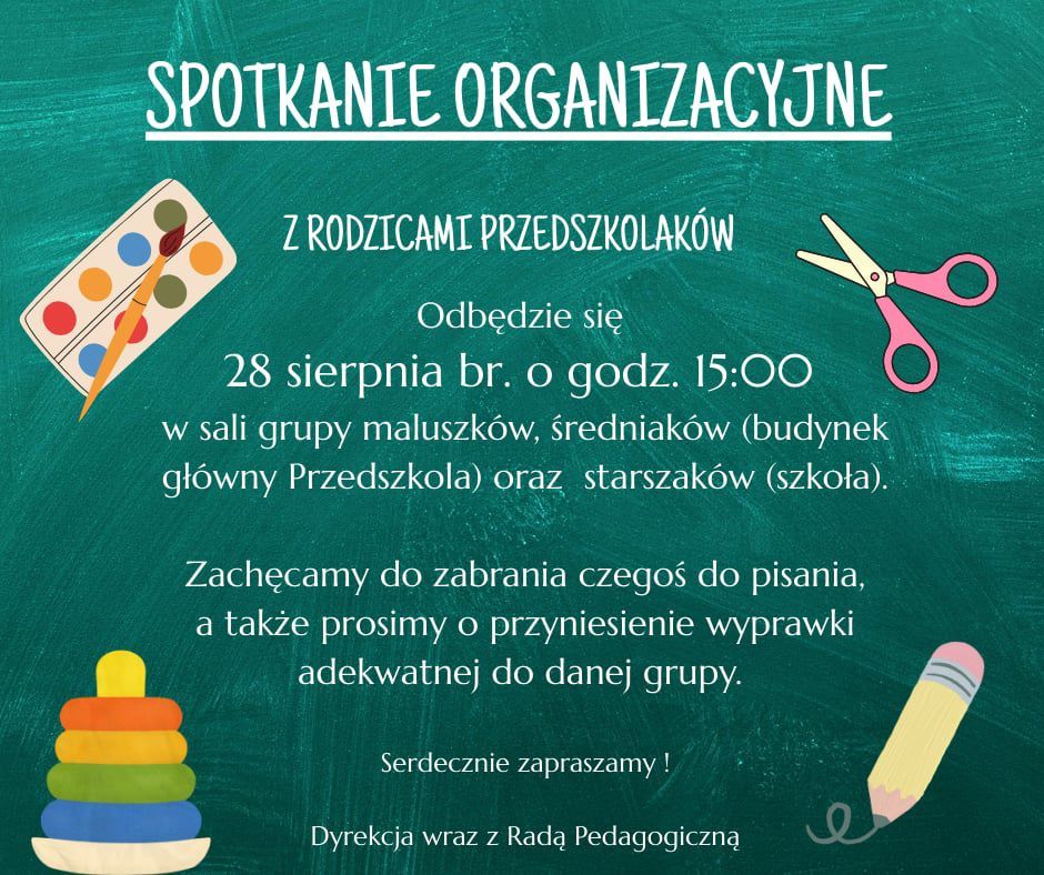 Spotkanie organizacyjne z rodzicami przedszkolaków