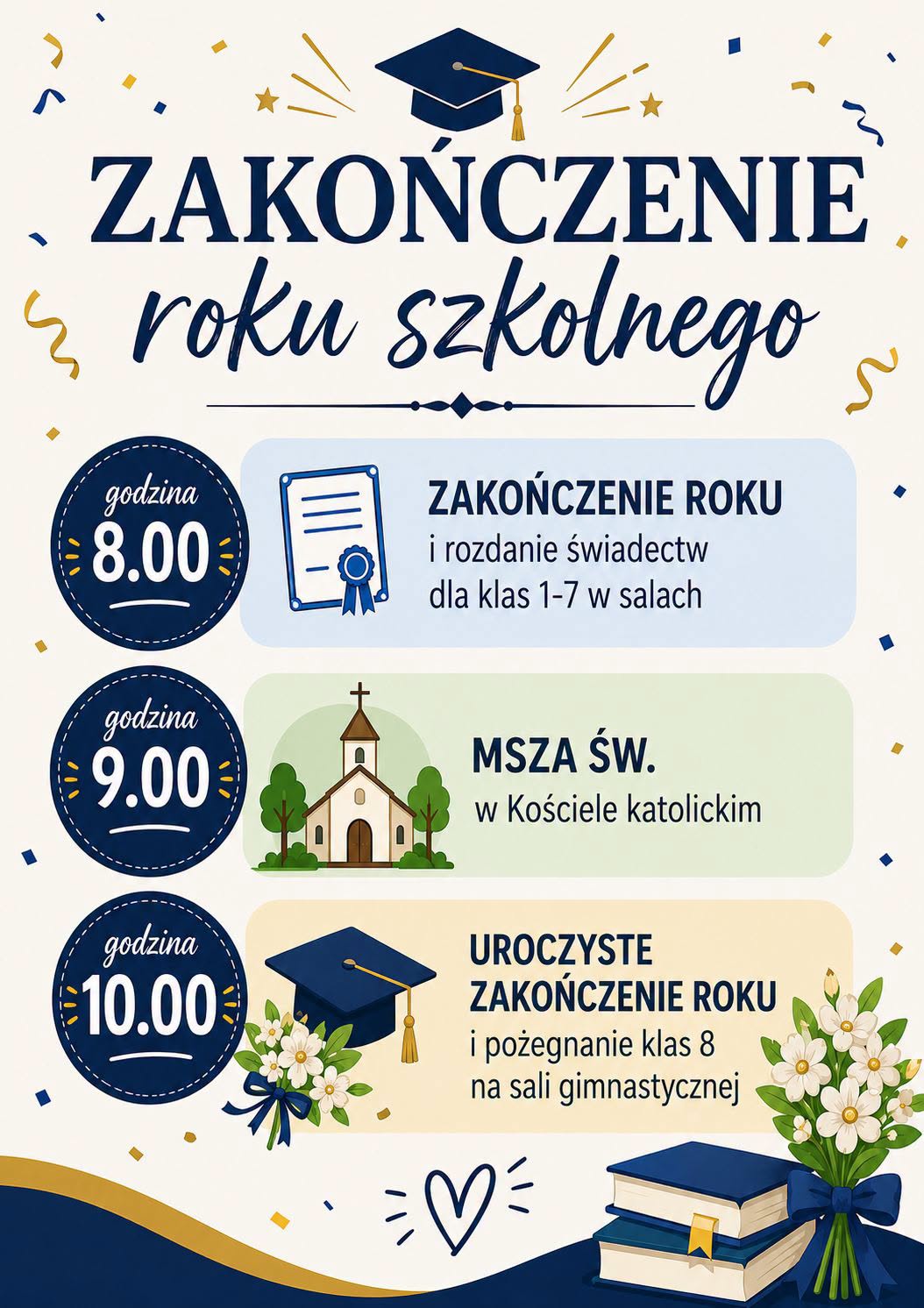 Zakończenie roku szkolnego 2026 dla klas 1-7