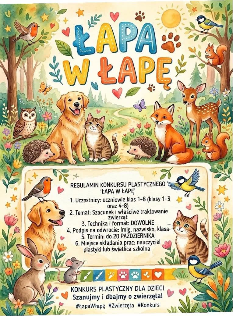 KONKURS PLASTYCZNY ŁAPA W ŁAPĘ